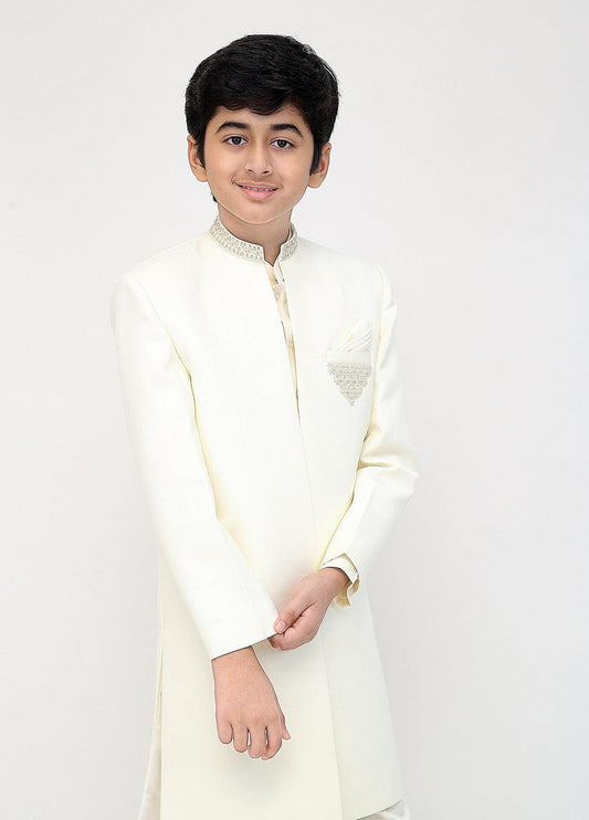 Cream Traditional Sherwani for Kids