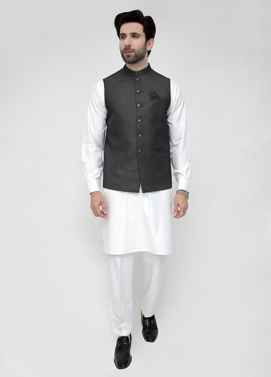 Malaysian Black Suiting Waistcoat For Men's