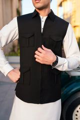 Black Check Waistcoat W-2016