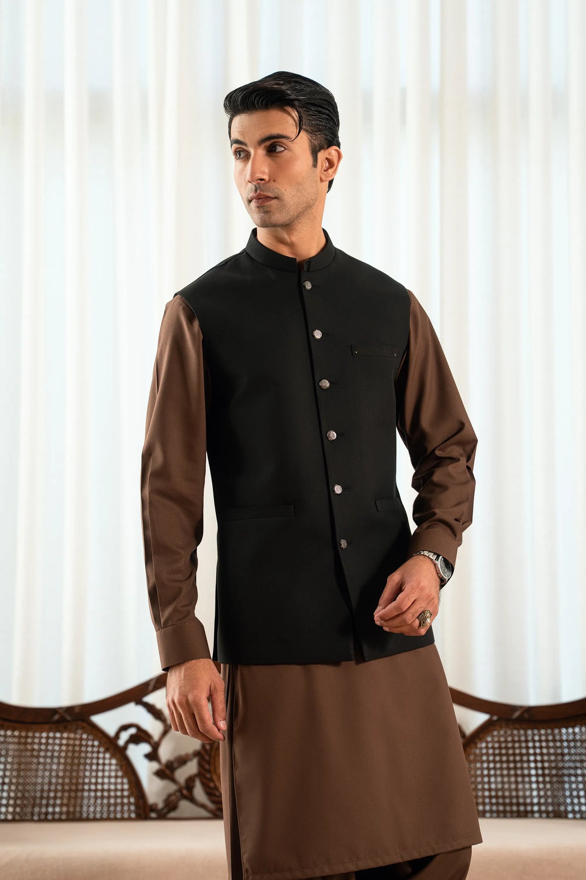 Black Waistcoat W-2028