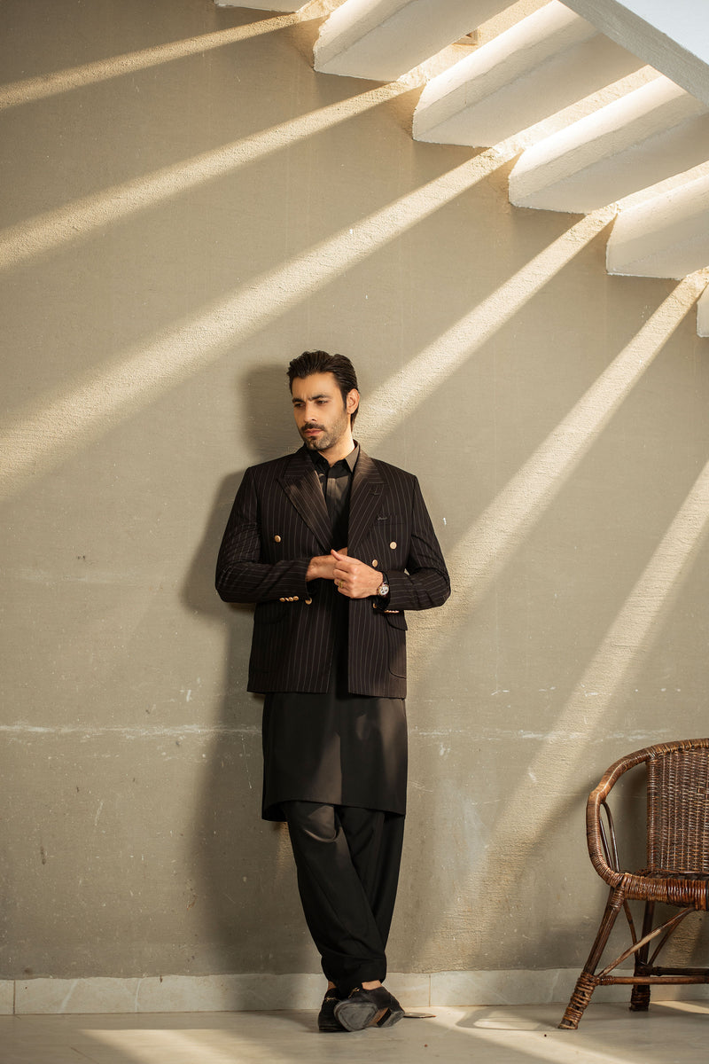 Black Double Breasted Blazer CS-100