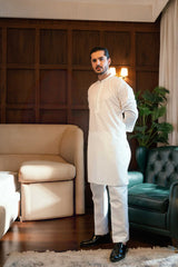 Off-White Embroidered Kurta Trouser FD-5076