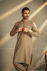 Beige Embroidered Kameez Shalwar C-10216