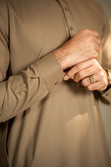 Beige Embroidered Kameez Shalwar C-10216