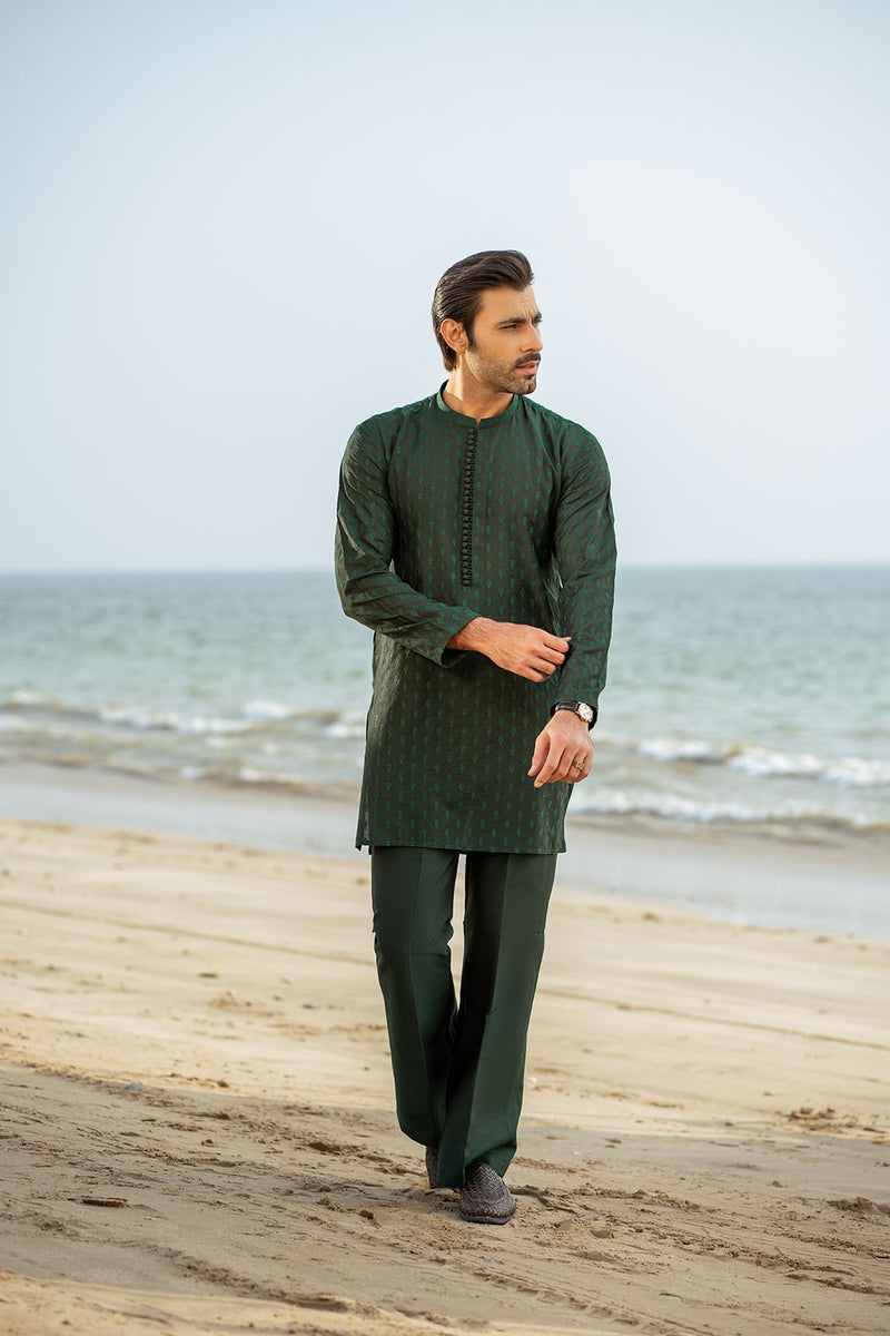 Bottle Green Embroidered Kurta Trouser FD-5061