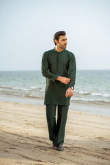 Bottle Green Embroidered Kurta Trouser FD-5061