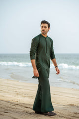 Bottle Green Embroidered Kurta Trouser FD-5061