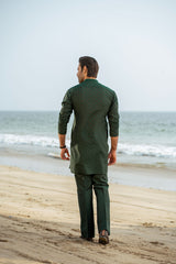 Bottle Green Embroidered Kurta Trouser FD-5061