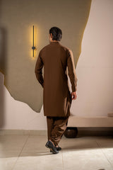 Brown Embroidered Kameez Shalwar C-10217