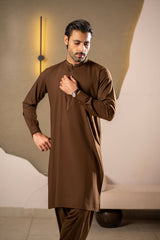 Brown Embroidered Kameez Shalwar C-10217
