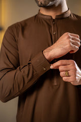 Brown Embroidered Kameez Shalwar C-10217