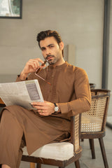 Brown Embroidered Kurta Trouser C-10207