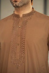 Brown Embroidered Kurta Trouser C-10207
