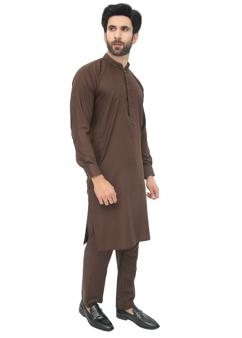 Chocolate Brown Kameez Trouser For Men's