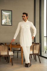 Cream Double Pocket Kurta Trouser C-10209