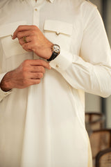 Cream Double Pocket Kurta Trouser C-10209