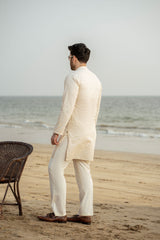 Cream Embroidered Kurta Trouser FD-5066