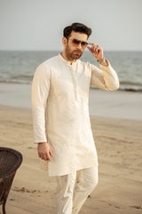 Cream Embroidered Kurta Trouser FD-5066