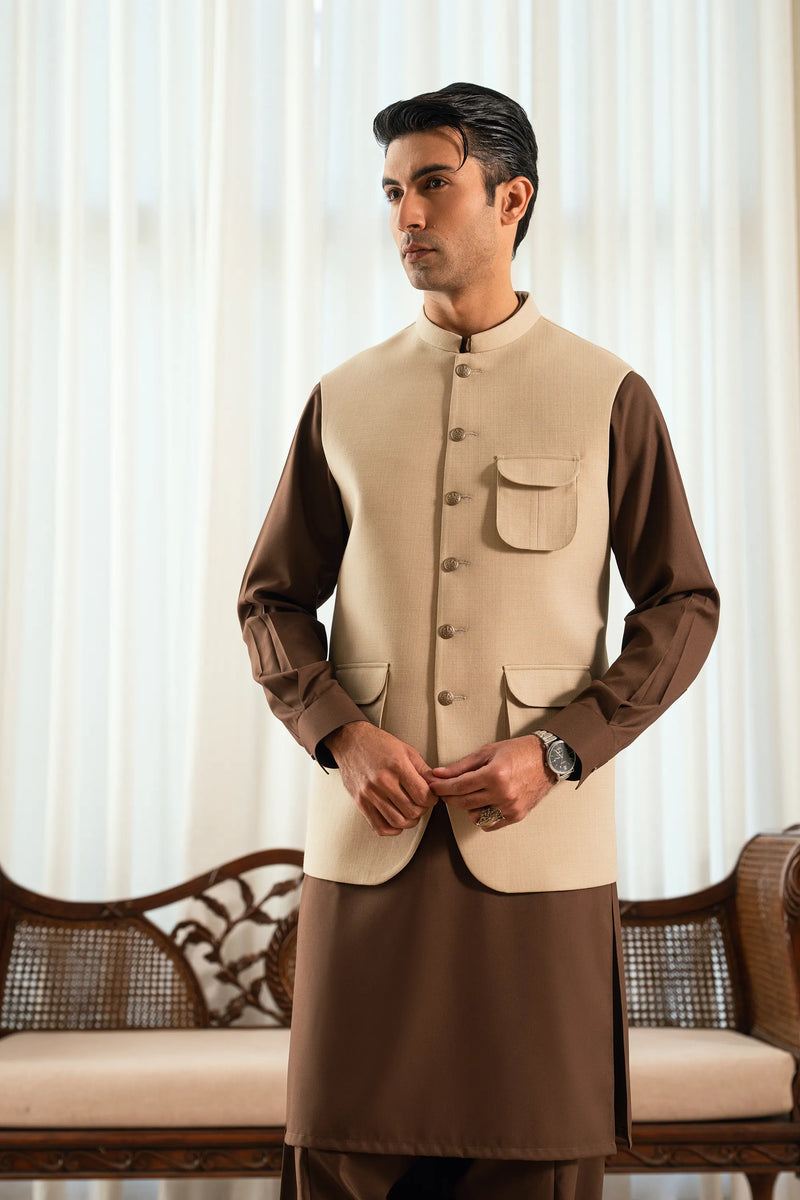 Cream Suiting Waistcoat W-2026