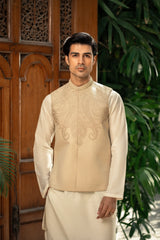 Fawn Embroidered  Waistcoat W-2985