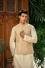 Fawn Embroidered  Waistcoat W-2985