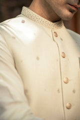 Cream Embroidered Waistcoat W-2806