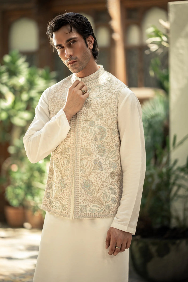 Off-White Embroidered Waistcoat W-3002