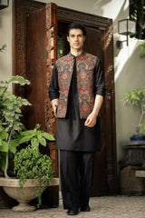 Multi-Color Embroidered  Waistcoat W-2889