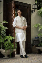 Antique-White Embroidered Waistcoat W-2854