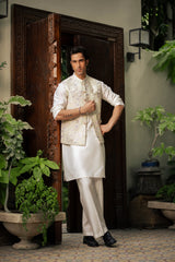 Antique-White Embroidered Waistcoat W-2854