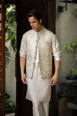 Antique-White Embroidered Waistcoat W-2854