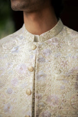 Antique-White Embroidered Waistcoat W-2854