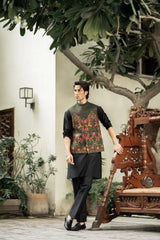 Multi Floral Embroidered Waistcoat W-2899