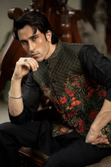Multi Floral Embroidered Waistcoat W-2899