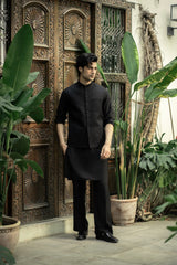 Black Embroidered Waistcoat W-2963