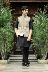 Stone Gray Embroidered Waistcoat W-2867