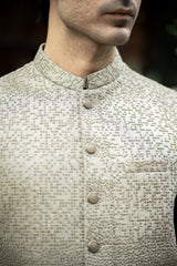 Stone Gray Embroidered Waistcoat W-2867