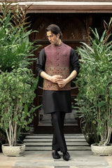 Maroon Embroidered Waistcoat W-2867-1