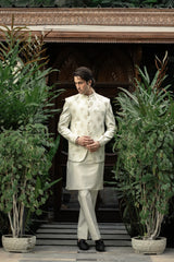 White Gold Embroidered Prince Coat PC-587