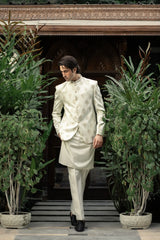 White Gold Embroidered Prince Coat PC-587