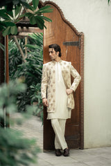 Fawn Embroidered Front Open Sherwani GS-5151