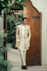 Fawn Embroidered Front Open Sherwani GS-5151