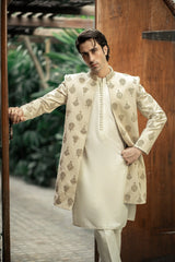 Fawn Embroidered Front Open Sherwani GS-5151