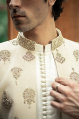 Fawn Embroidered Front Open Sherwani GS-5151