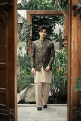 Bottle Green Embroidered Prince Coat PC-586