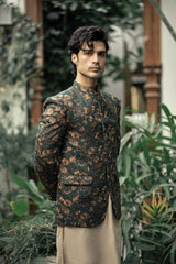 Bottle Green Embroidered Prince Coat PC-586