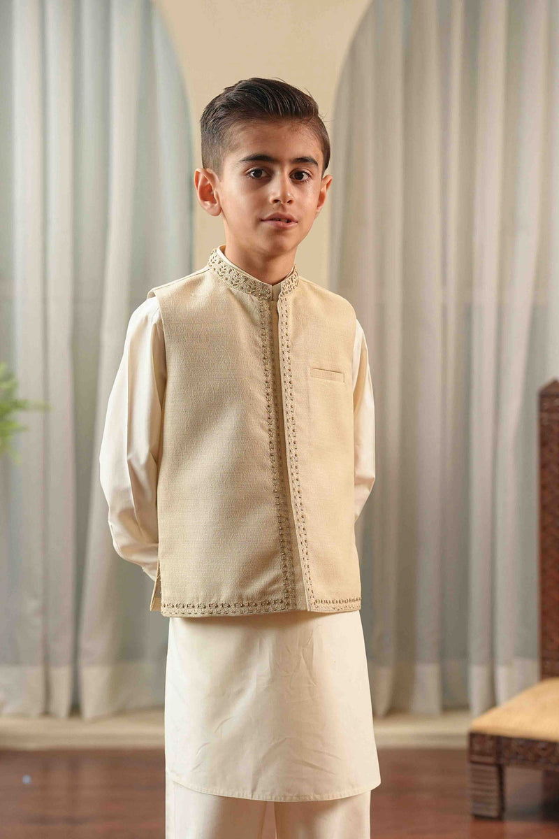 Fawn Hand Embroidered Waistcoat Suit KD - 21