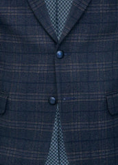 Navy Blue Check Smart Fit Coat