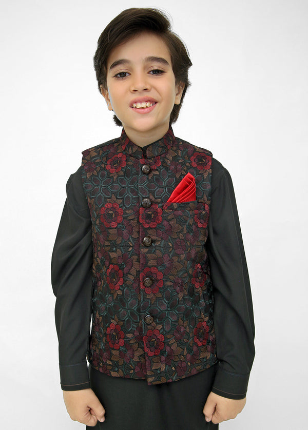 Stylish Garments Kids 3 Piece Shalwar Kameez WaistCoat Suit K-3261