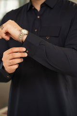 Navy Blue Double Pocket Kurta Trouser C-10208